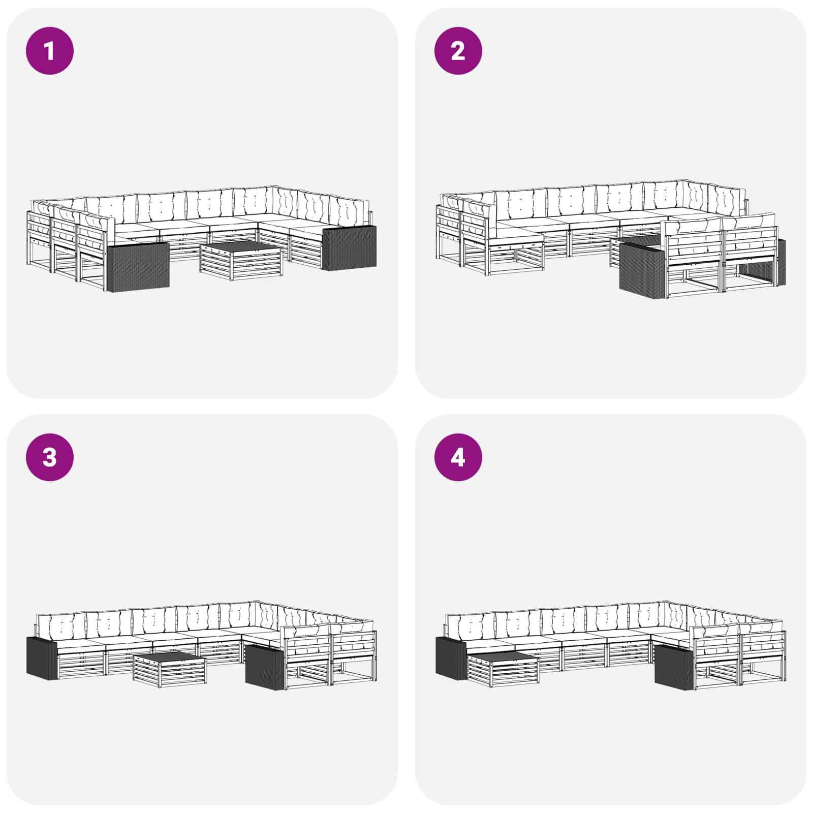 Set vanjskih sofa 10 pcs Prirodna i bež Čvrsto drvo akacije