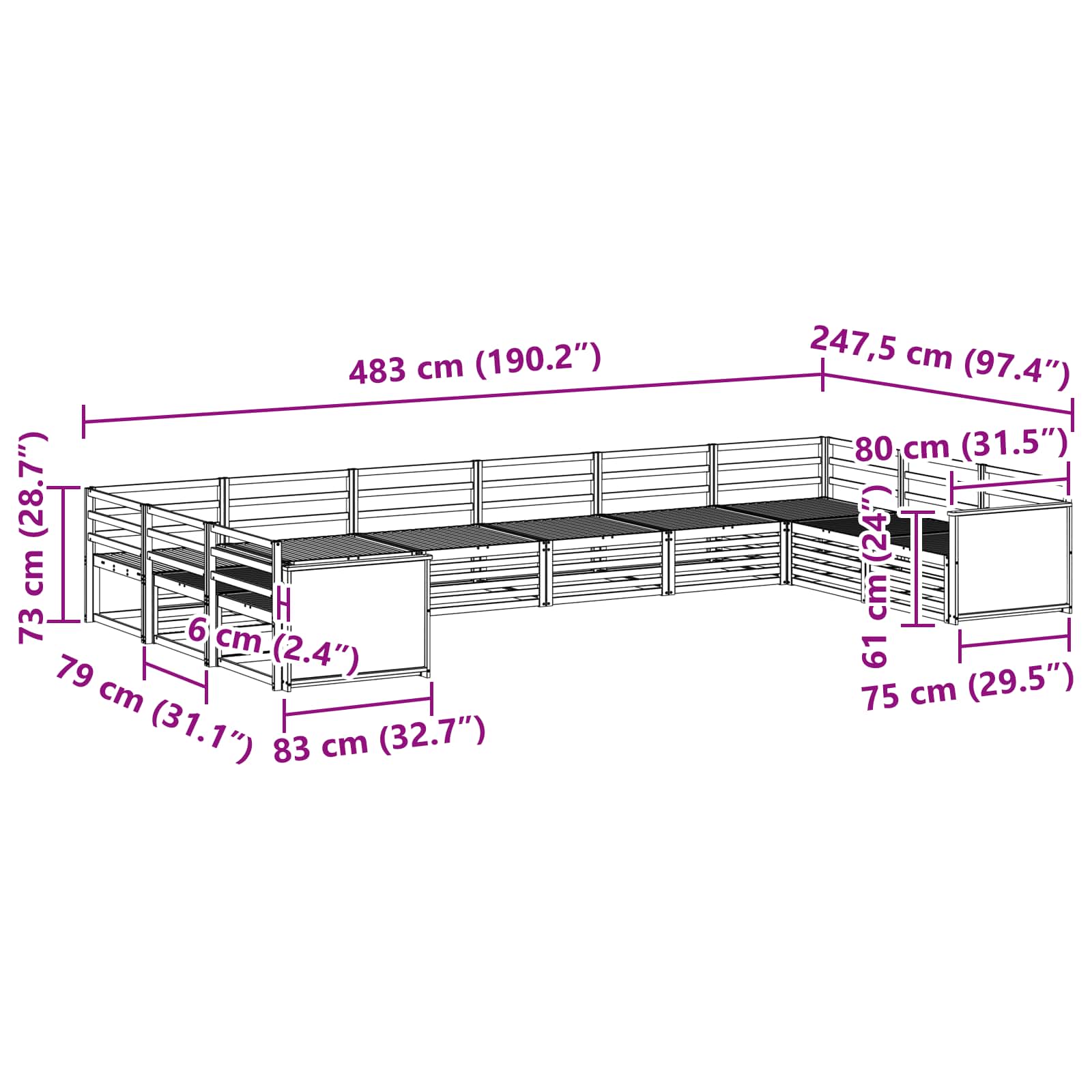 Setovi sofa 10 pcs Čvrsto drvo akacije