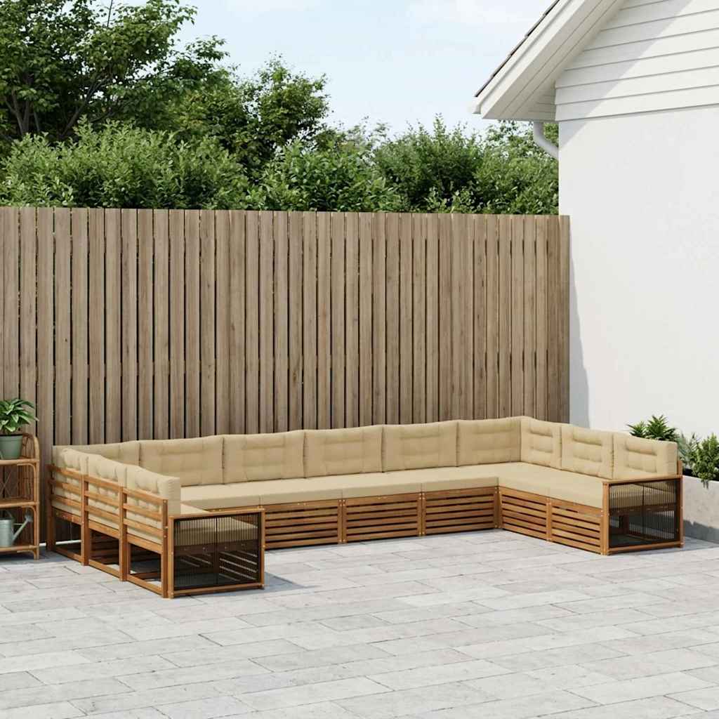 Setovi sofa 10 kom. Čvrsto drvo akacije