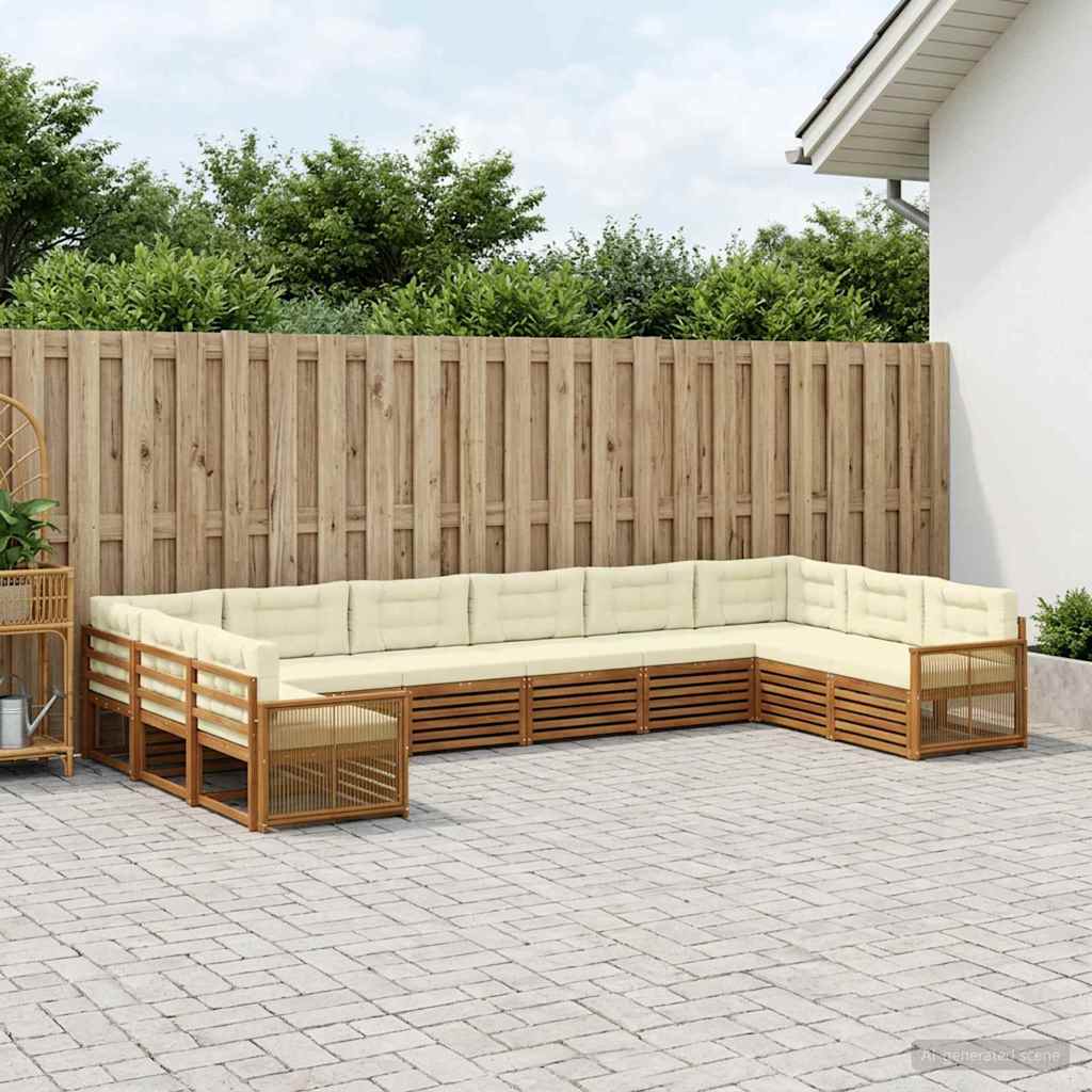 Setovi sofa 10 kom. Čvrsto drvo akacije