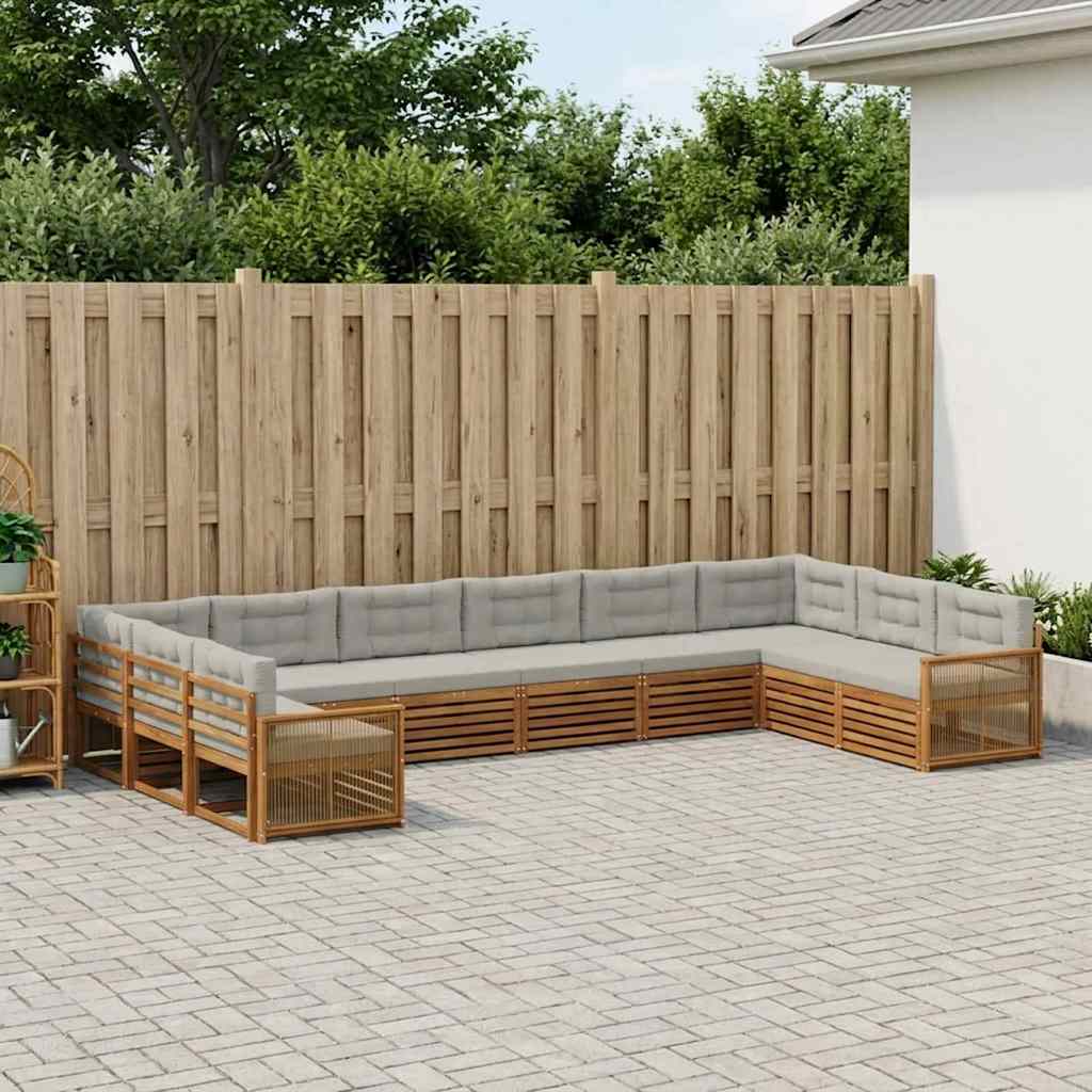 Setovi sofa s jastukom 10 pcs Čvrsto drvo akacije