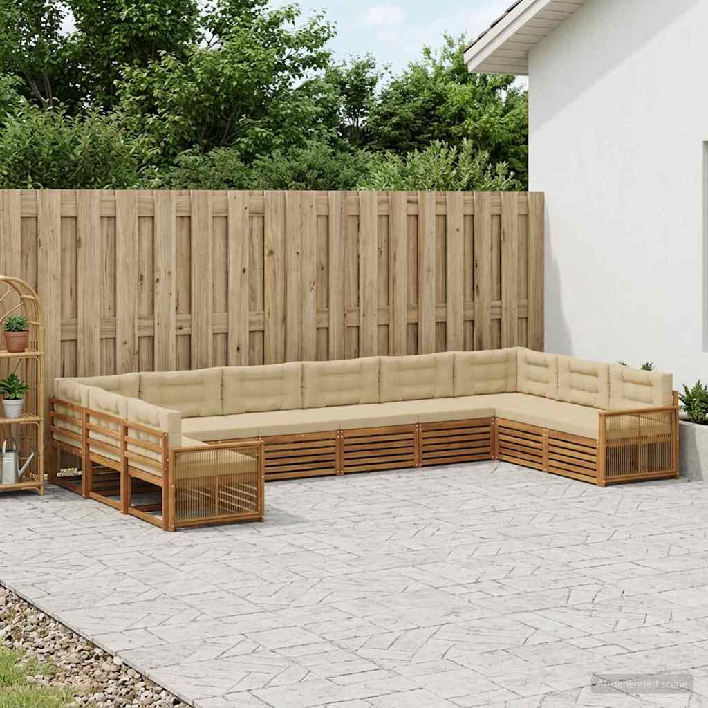 Setovi sofa s jastukom 10 pcs Čvrsto drvo akacije
