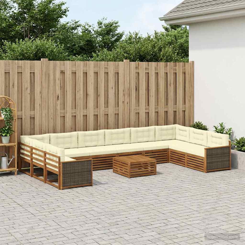 Setovi sofa s jastukom 11 pcs Čvrsto drvo akacije