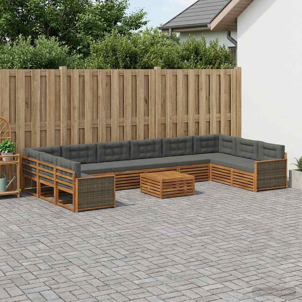 Setovi sofa s jastukom 11 pcs Čvrsto drvo akacije