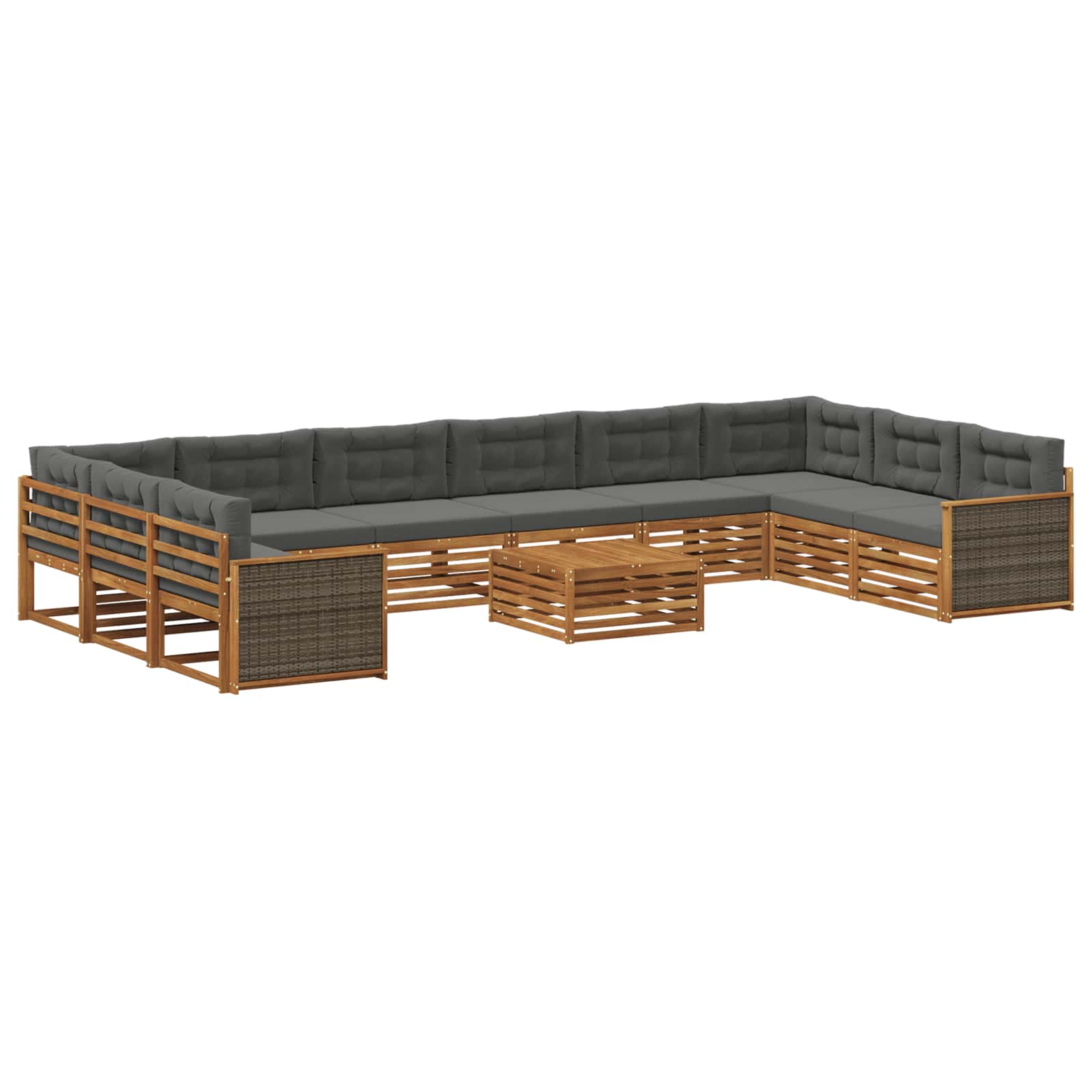 Setovi sofa s jastukom 11 pcs Čvrsto drvo akacije