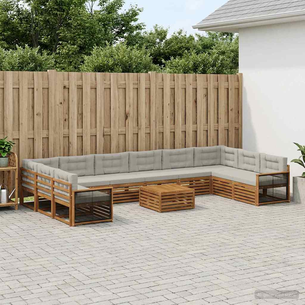 Setovi sofa s jastukom 11 pcs Čvrsto drvo akacije