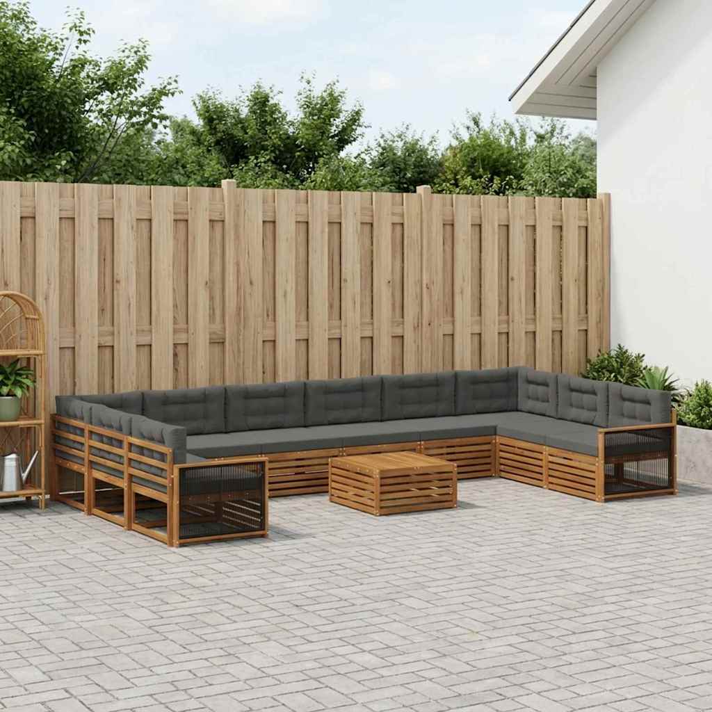 Setovi sofa s jastukom 11 pcs Čvrsto drvo akacije