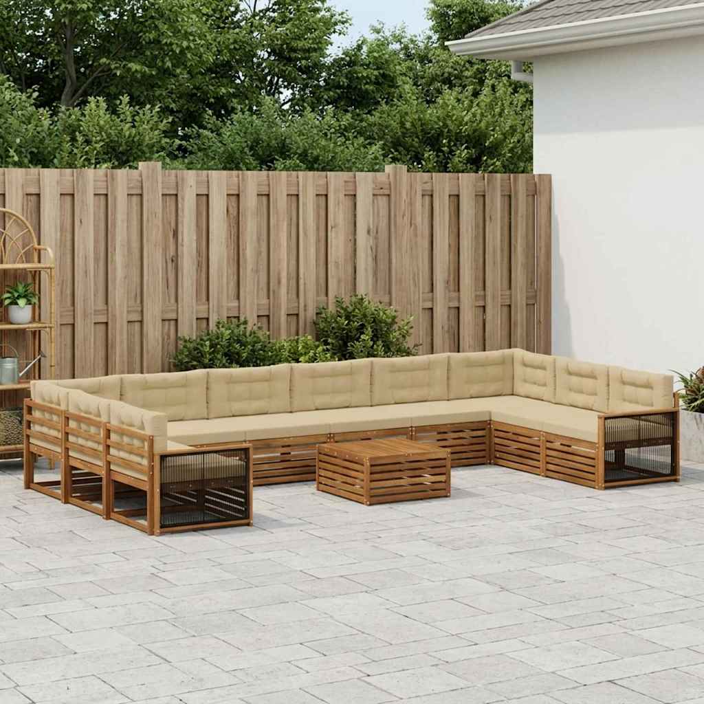 Setovi sofa s jastukom 11 pcs Čvrsto drvo akacije
