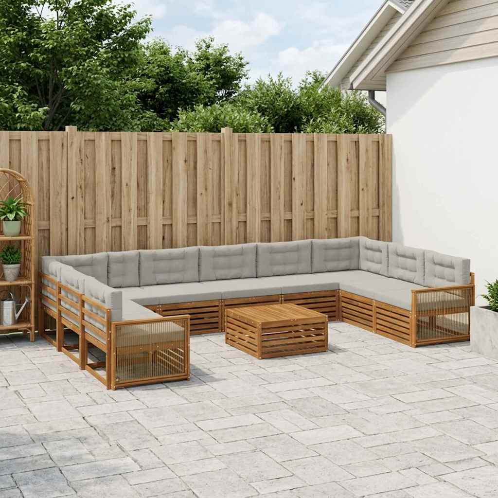 Setovi sofa s jastukom 11 pcs Čvrsto drvo akacije