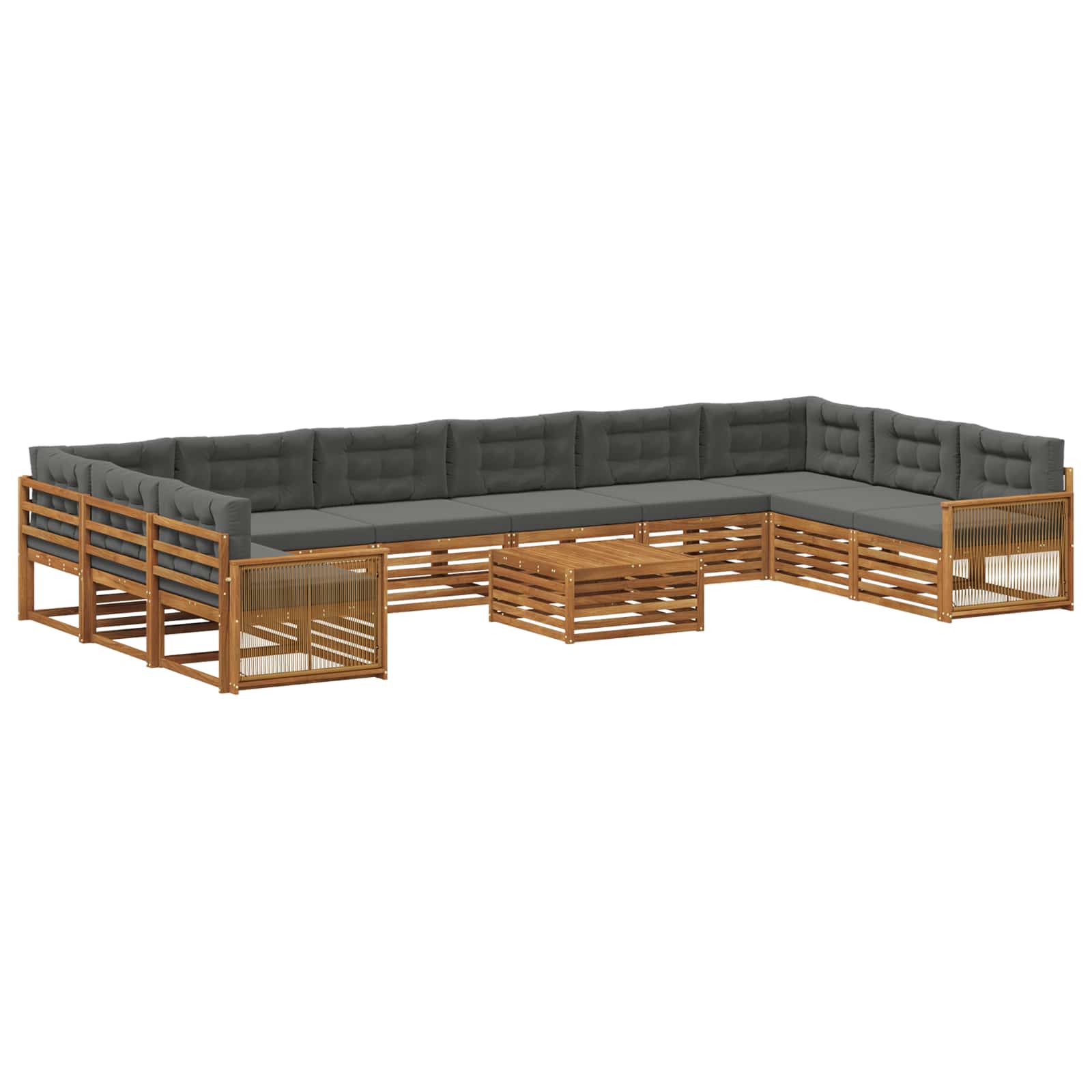 Setovi sofa s jastukom 11 pcs Čvrsto drvo akacije