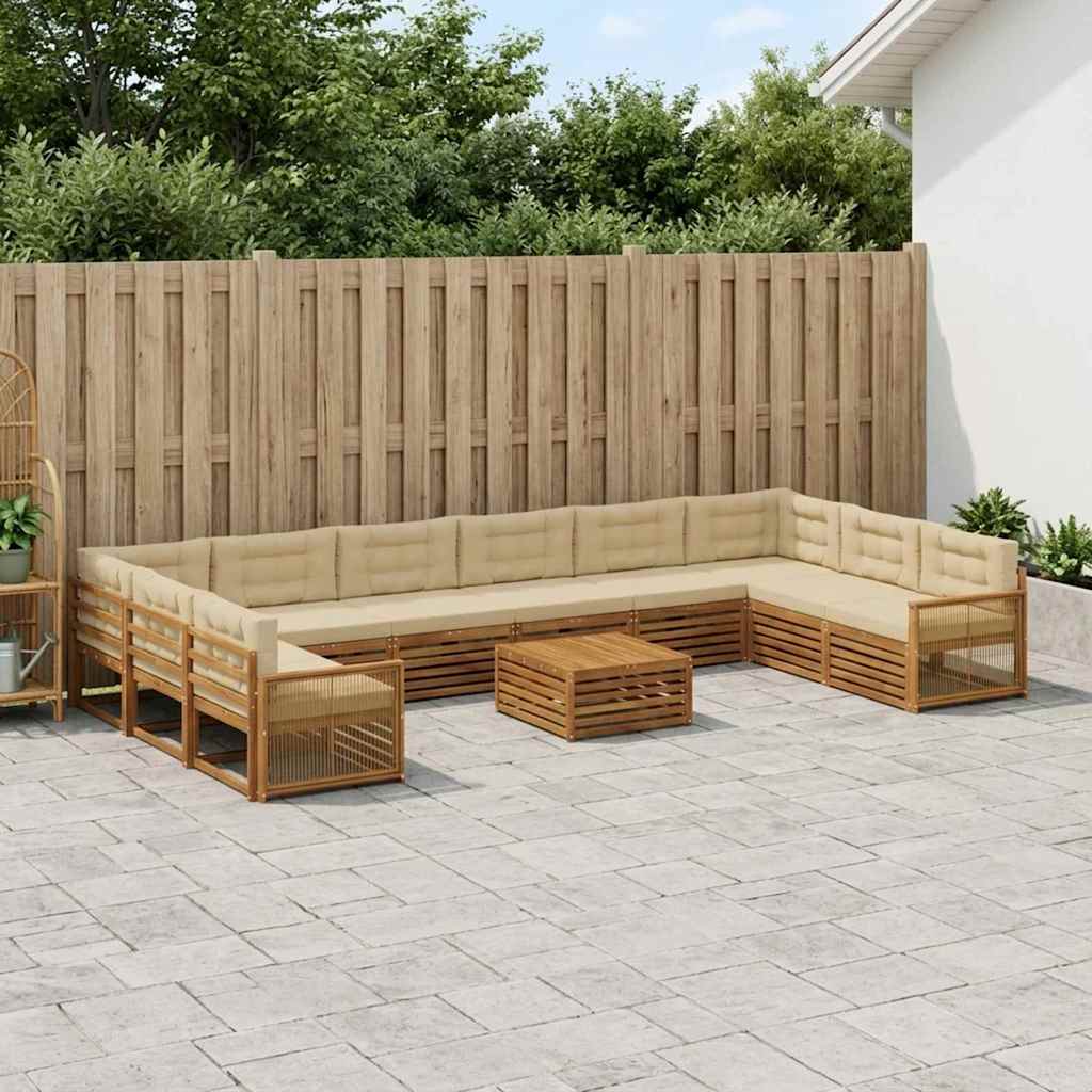 Setovi sofa s jastukom 11 pcs Čvrsto drvo akacije
