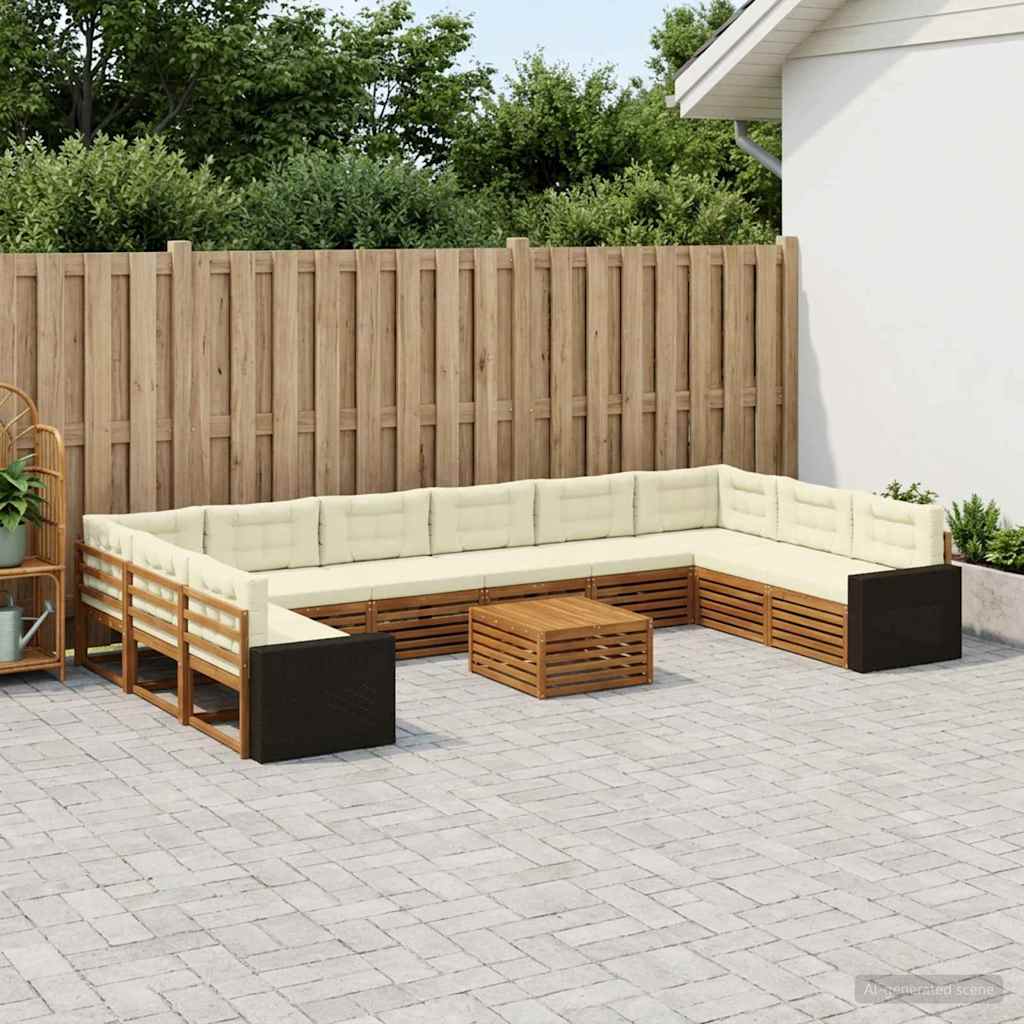 Setovi sofa s jastukom 11 pcs Čvrsto drvo akacije