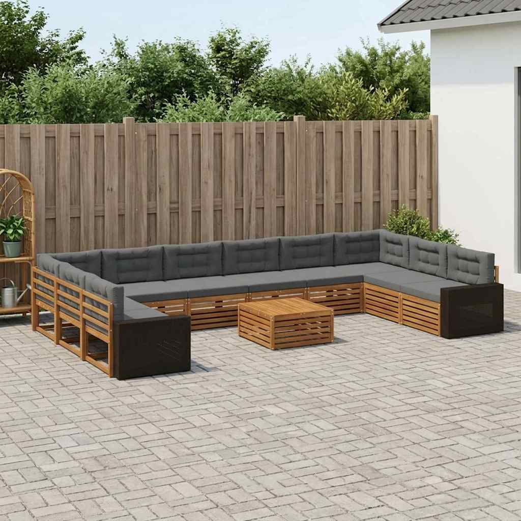 Setovi sofa s jastukom 11 pcs Čvrsto drvo akacije
