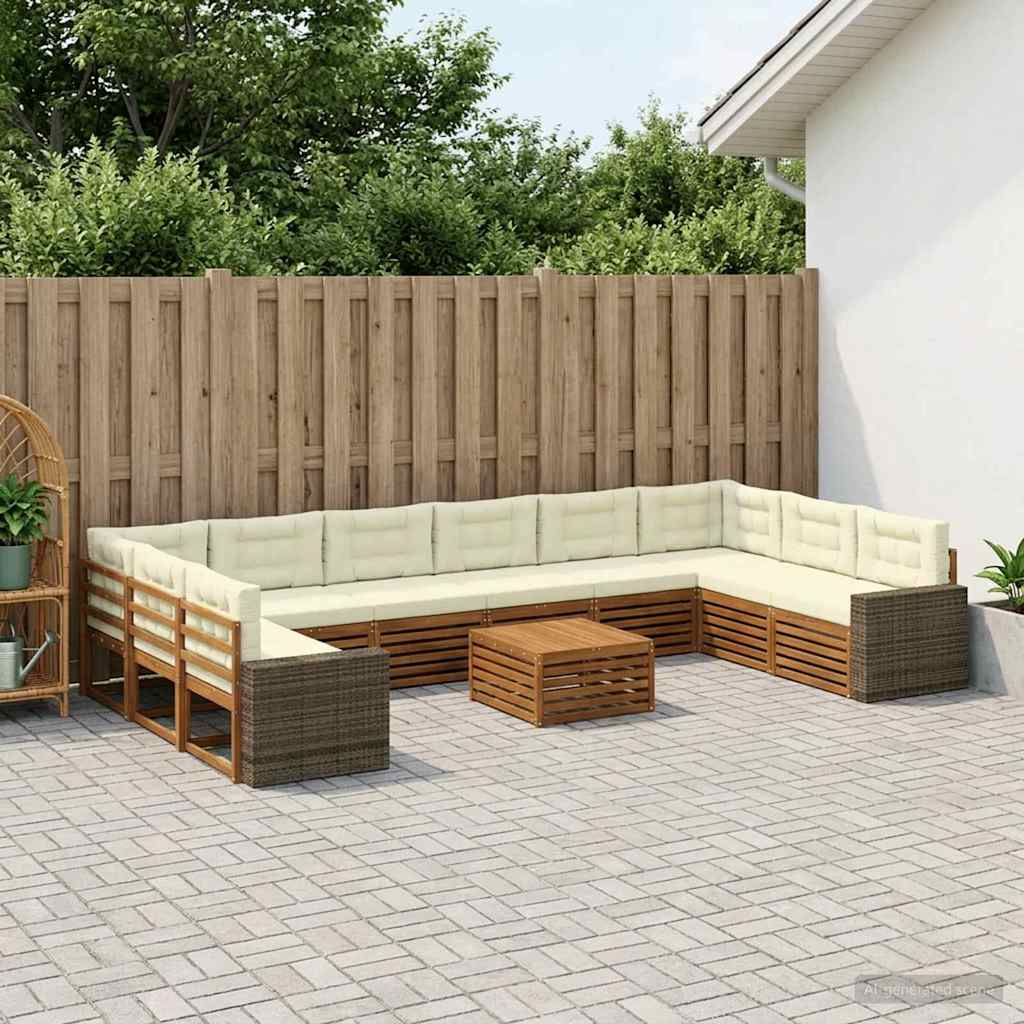 Setovi sofa s jastukom 11 pcs Čvrsto drvo akacije