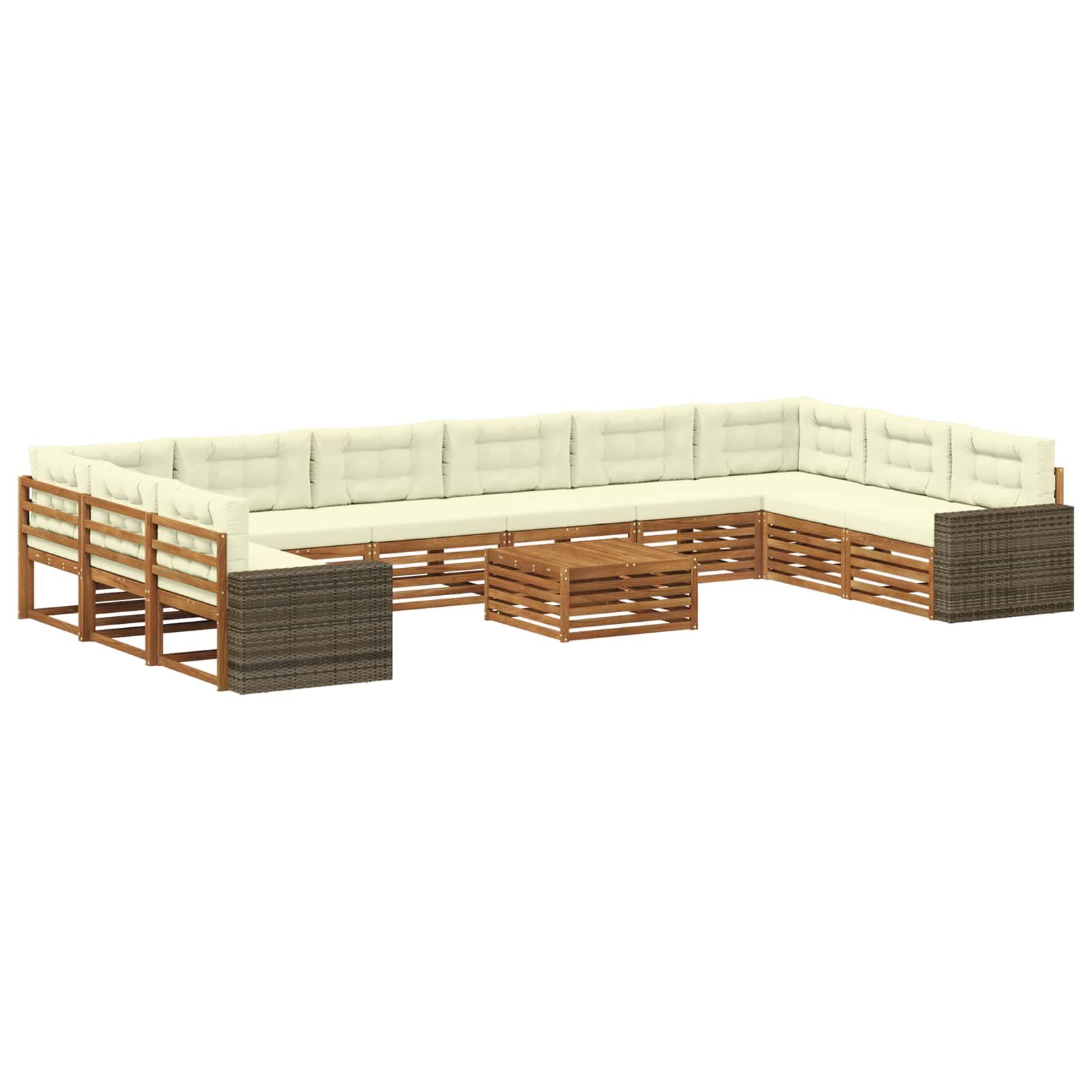 Setovi sofa s jastukom 11 pcs Čvrsto drvo akacije