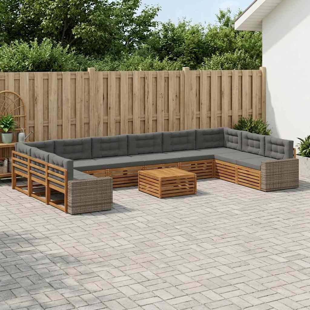 Setovi sofa s jastukom 11 pcs Čvrsto drvo akacije