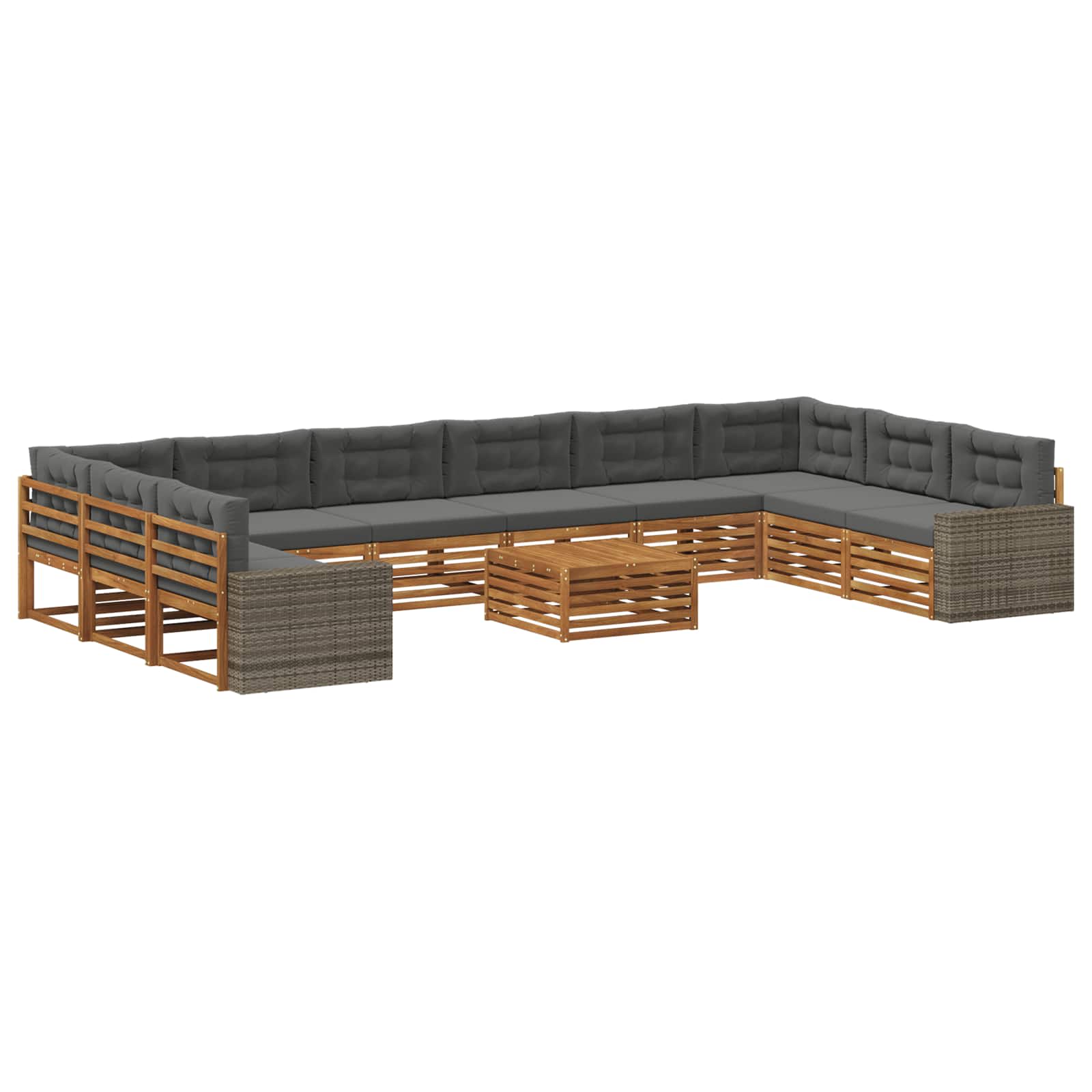 Setovi sofa s jastukom 11 pcs Čvrsto drvo akacije