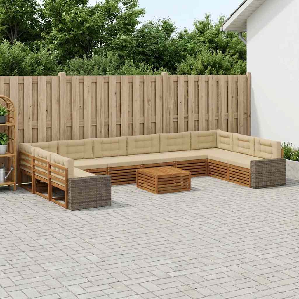 Setovi sofa s jastukom 11 pcs Čvrsto drvo akacije
