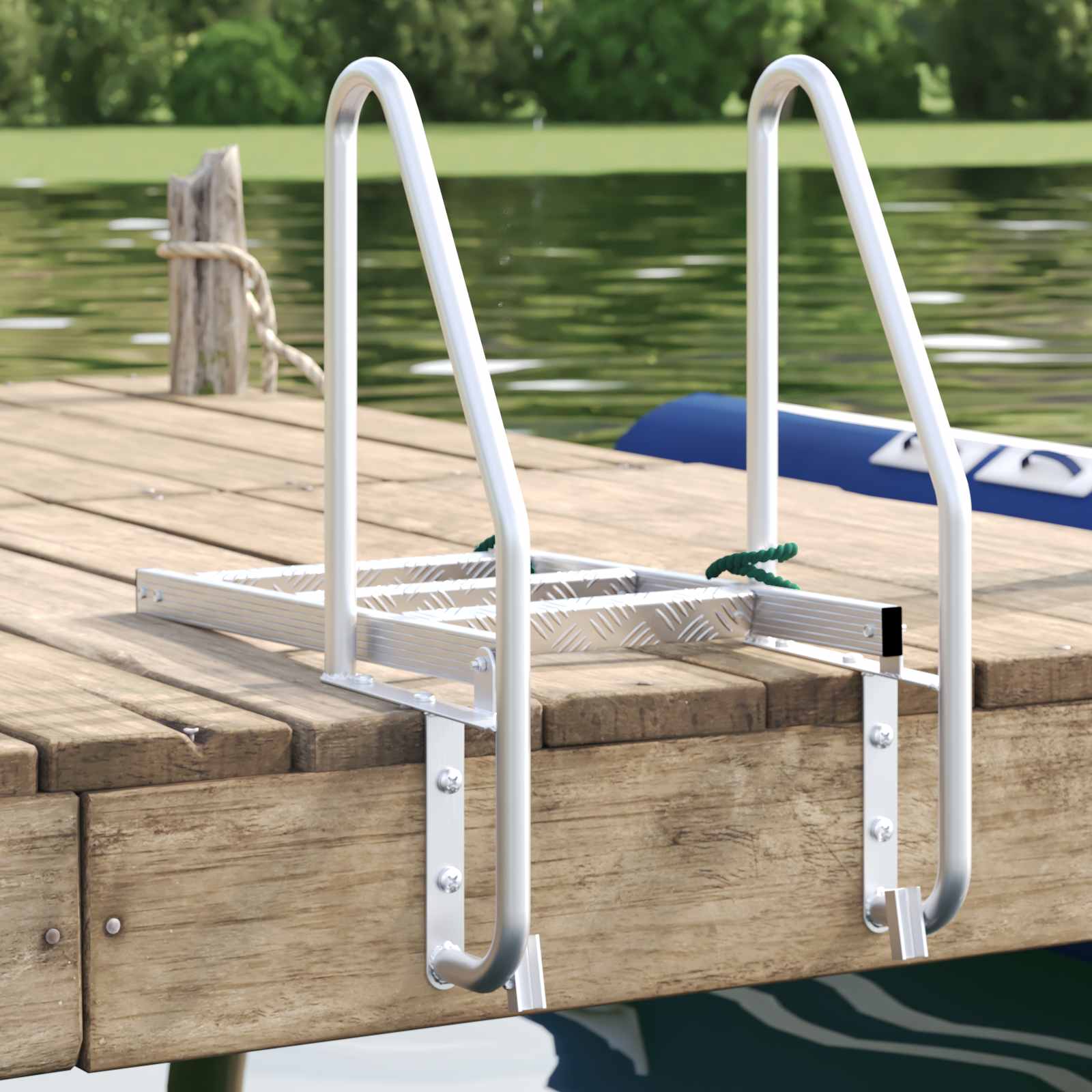 Ljestve za dok s 3 koraka Srebrno 58 x 77 x 144 cm Aluminij