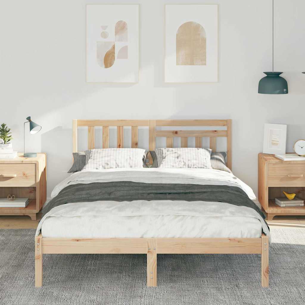 Krevetna konstrukcija Smeđa 135 x 190 cm Čvrsto borovo drvo