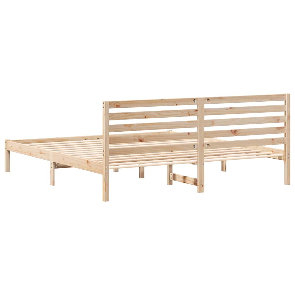 Krevetna konstrukcija Smeđa 200 x 200 cm Čvrsto borovo drvo