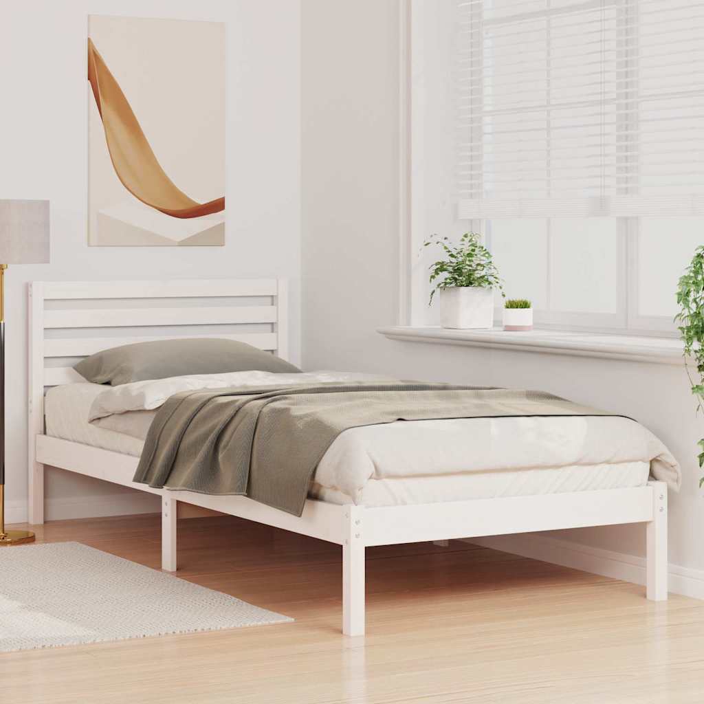 Krevetna konstrukcija Bijelo 90 x 210 cm Čvrsto borovo drvo