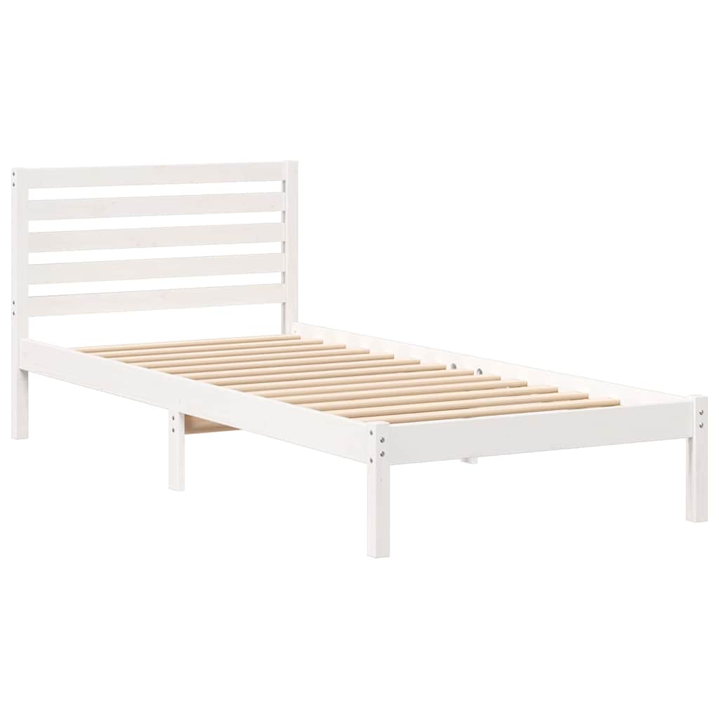 Krevetna konstrukcija Bijelo 90 x 210 cm Čvrsto borovo drvo