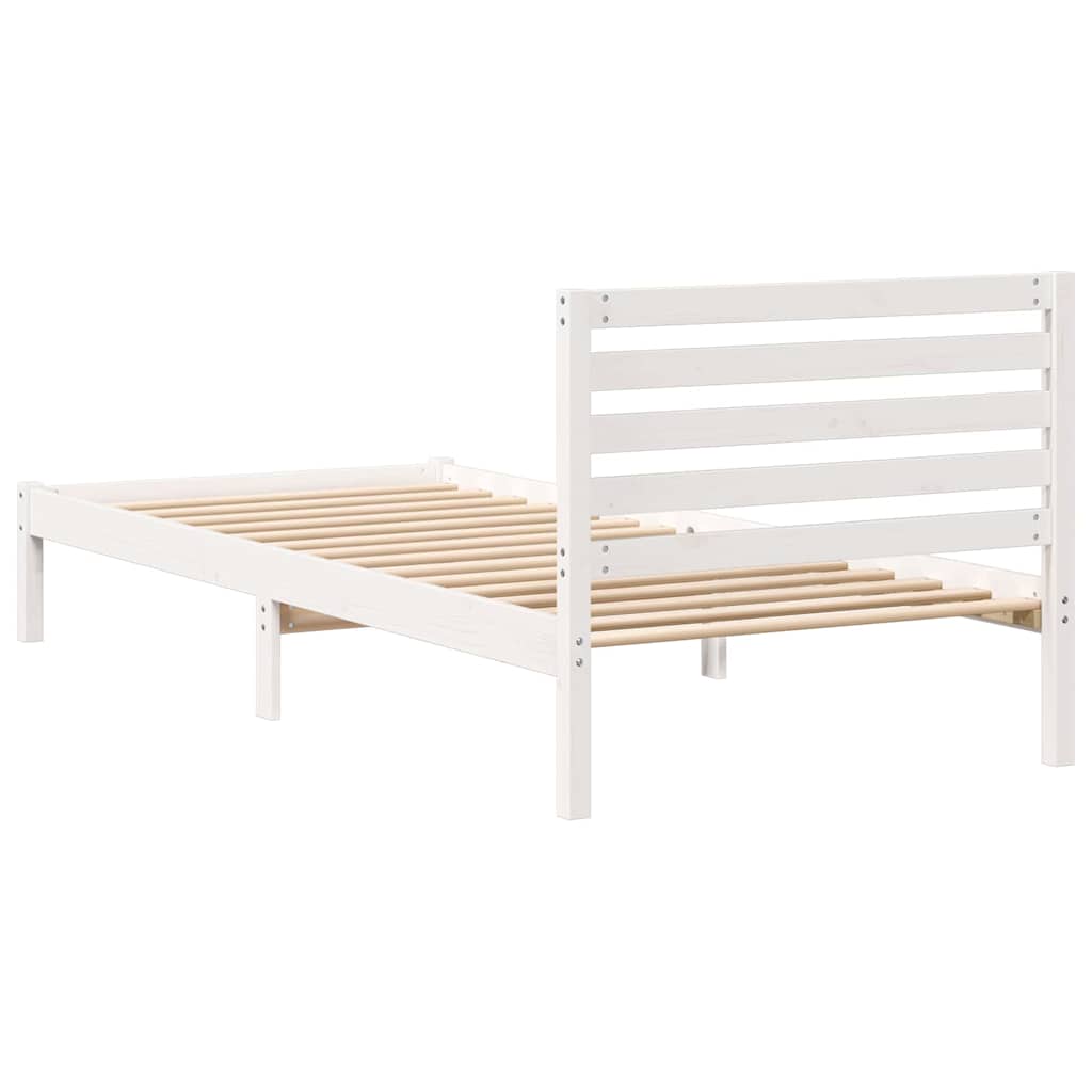 Krevetna konstrukcija Bijelo 90 x 210 cm Čvrsto borovo drvo