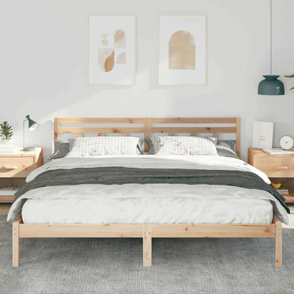 Krevetna konstrukcija Smeđa 200 x 200 cm Čvrsto borovo drvo