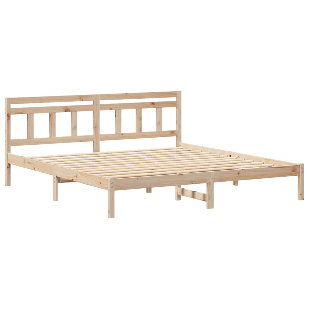 Krevetna konstrukcija Smeđa 200 x 200 cm Čvrsto borovo drvo