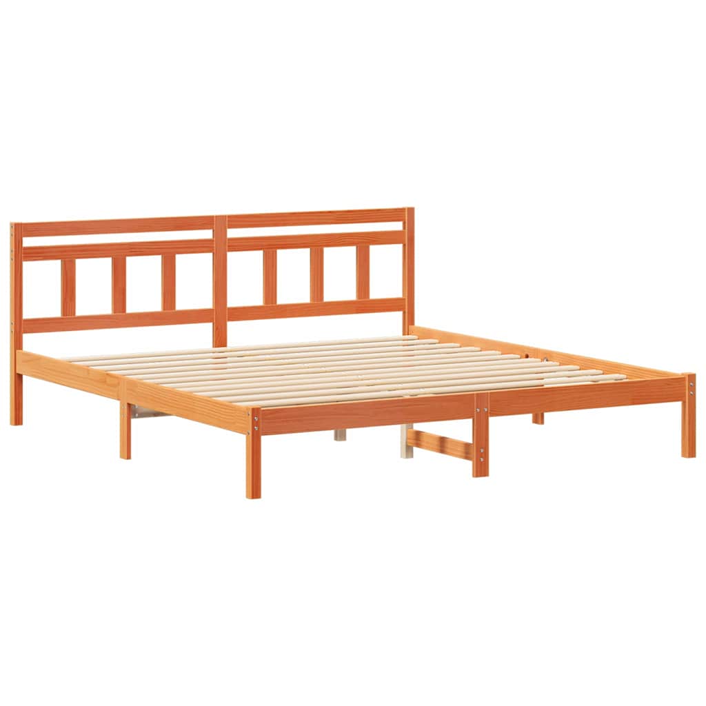 Krevetna konstrukcija Smeđa 200 x 200 cm Čvrsto borovo drvo