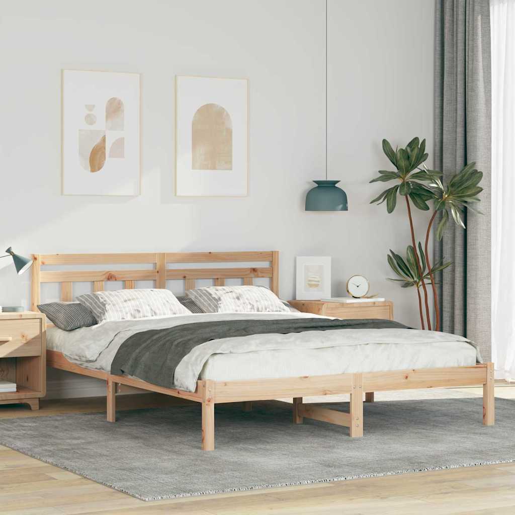 Krevetna konstrukcija Smeđa 150 x 200 cm Čvrsto borovo drvo