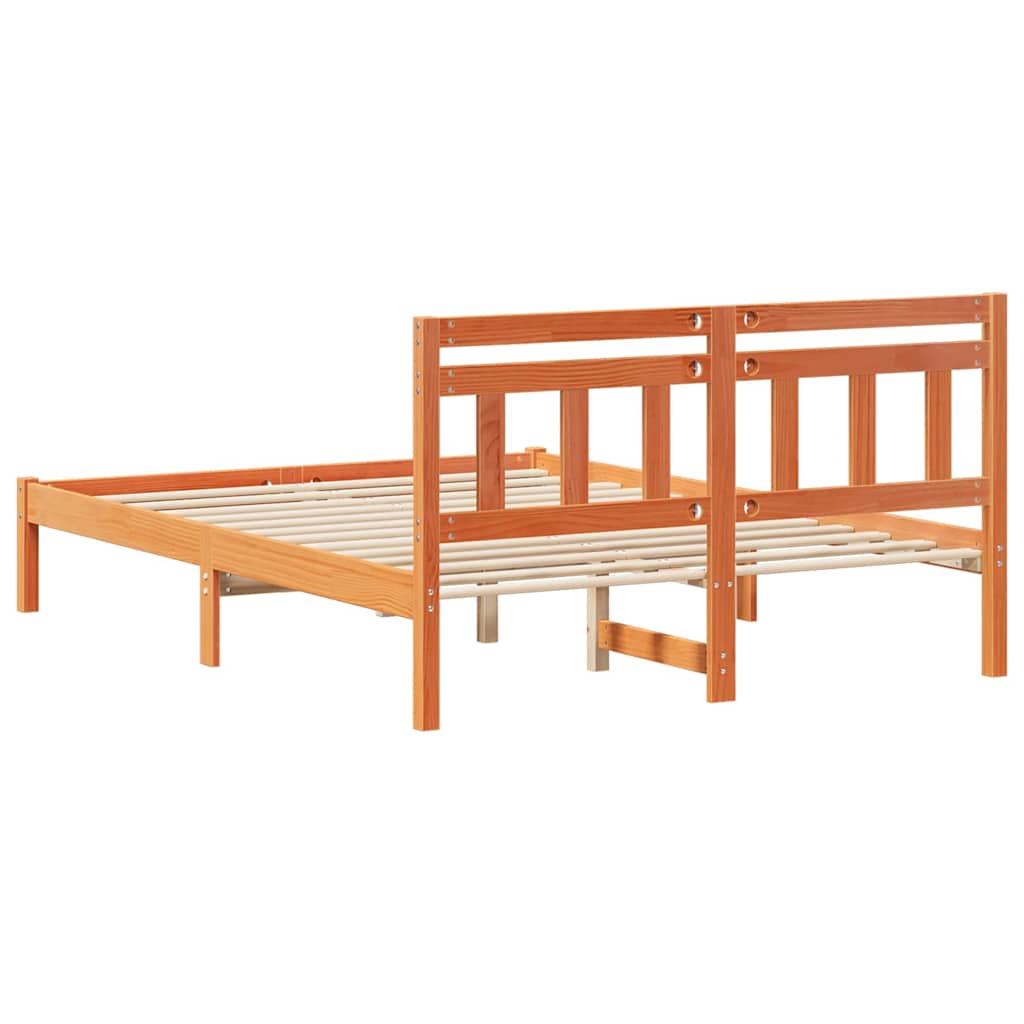 Krevetna konstrukcija Smeđa 140 x 190 cm Čvrsto borovo drvo