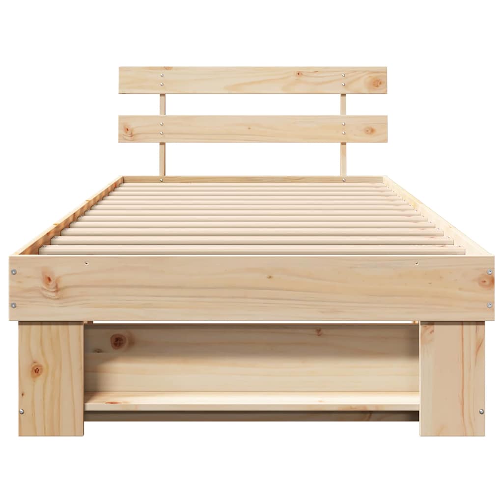 Krevetna konstrukcija Smeđa 75 x 190 cm Čvrsto borovo drvo
