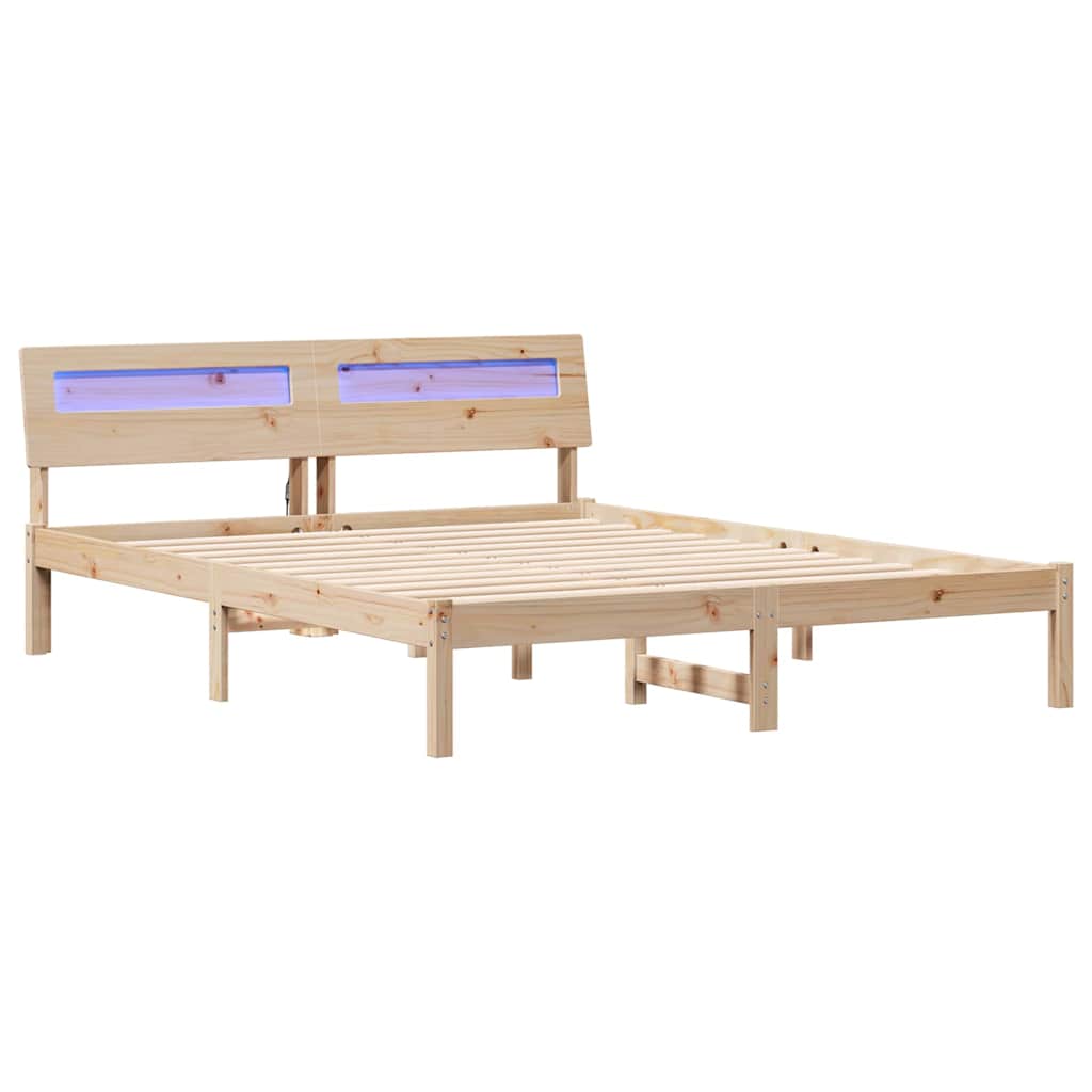 Krevetna konstrukcija Smeđa 160 x 200 cm Čvrsto borovo drvo