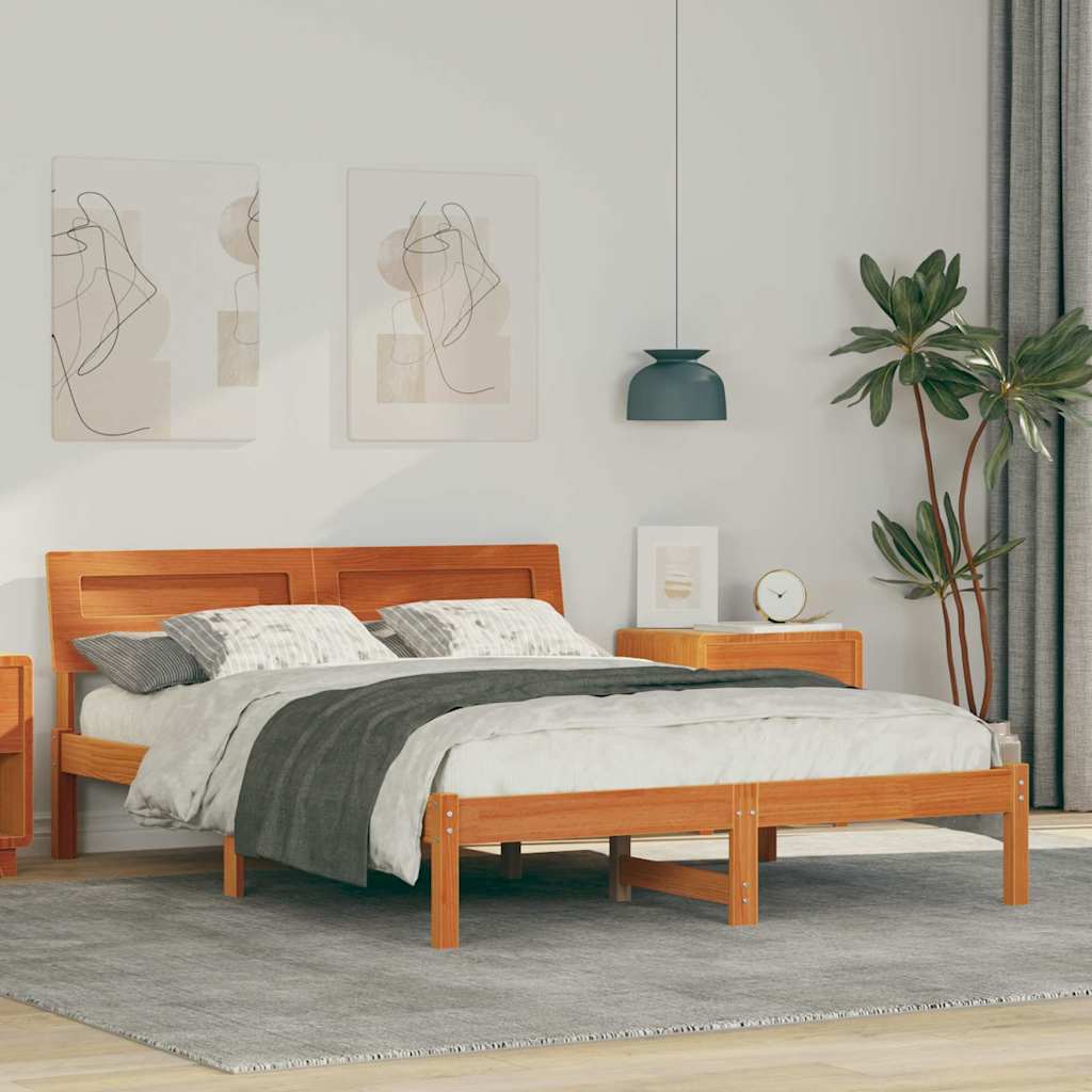 Krevetna konstrukcija s uzglavljem Vosak smeđa 140 x 190 cm
