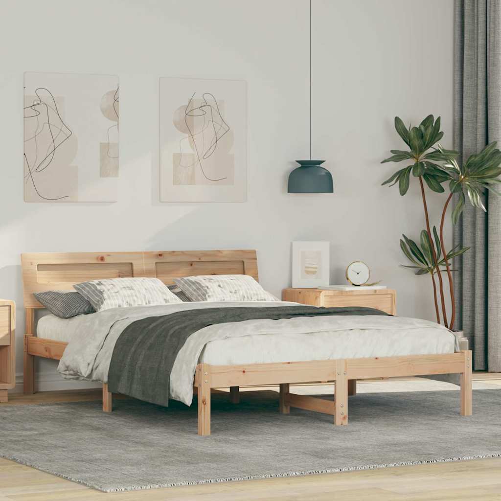 Krevetna konstrukcija Smeđa 135 x 190 cm Čvrsto borovo drvo