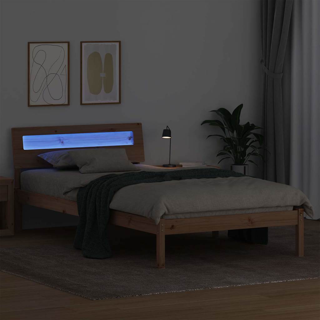 Krevetna konstrukcija Smeđa 90 x 200 cm Čvrsto borovo drvo