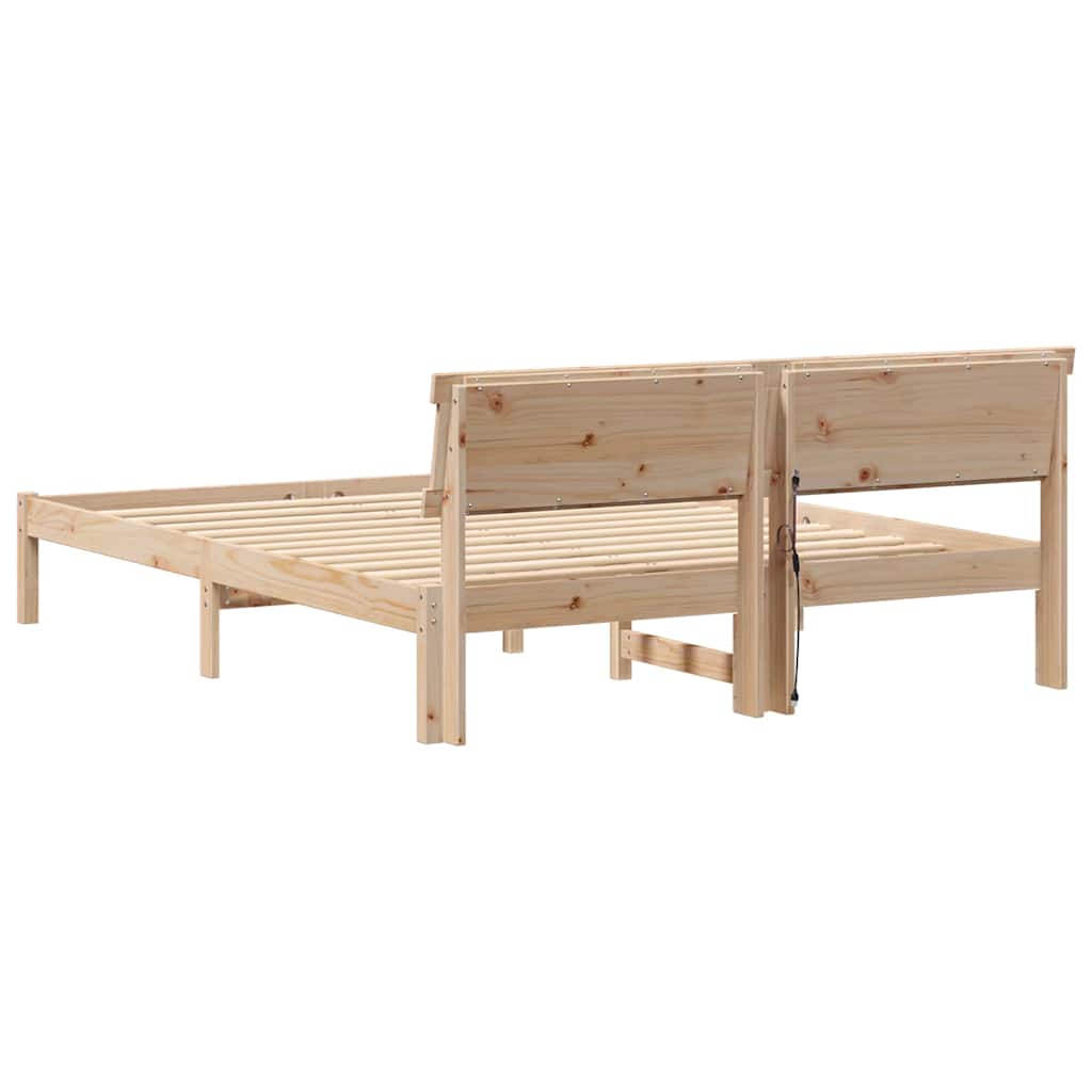 Krevetna konstrukcija Smeđa 150 x 200 cm Čvrsto borovo drvo