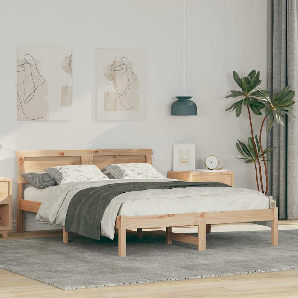 Krevetna konstrukcija Smeđa 135 x 190 cm Čvrsto borovo drvo