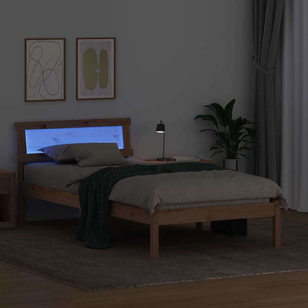 Krevetna konstrukcija Smeđa 75 x 190 cm Čvrsto borovo drvo