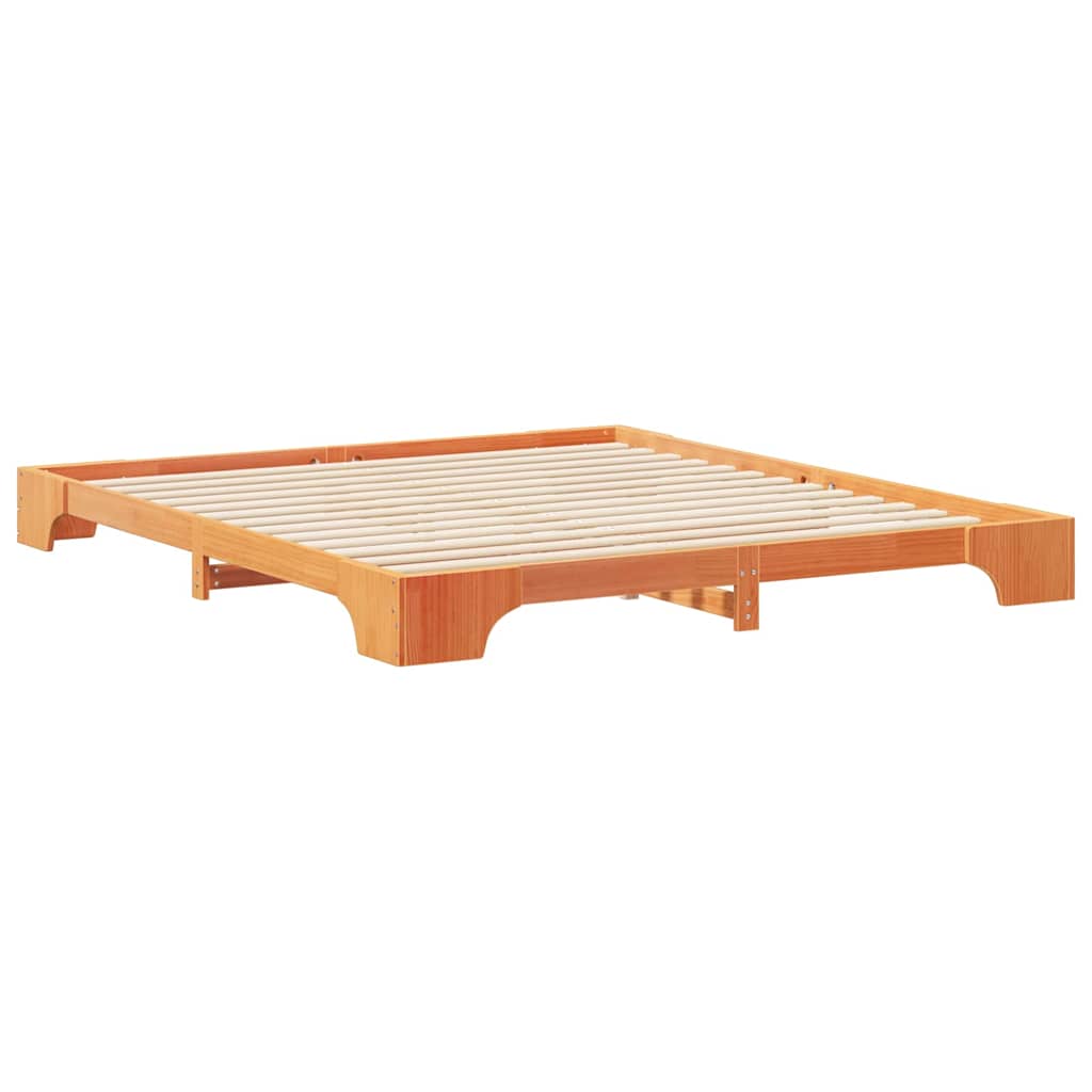 Krevetna konstrukcija Smeđa 200 x 220 cm Čvrsto borovo drvo
