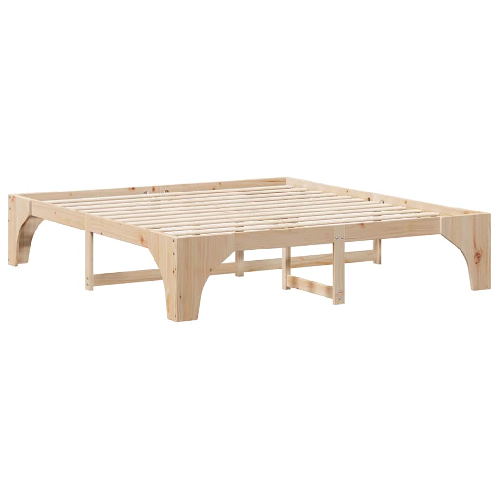 Krevetna konstrukcija Smeđa 200 x 200 cm Čvrsto borovo drvo