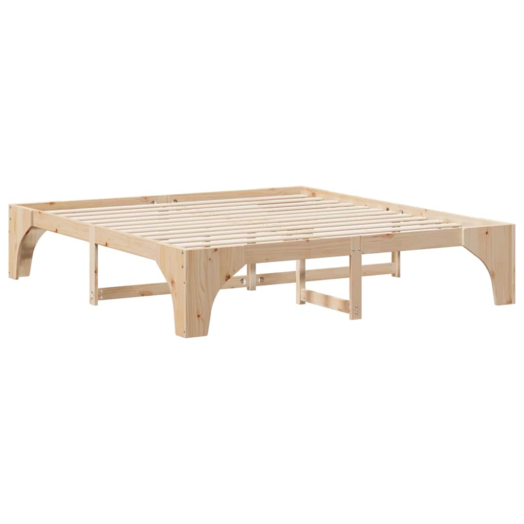 Krevetna konstrukcija Smeđa 200 x 200 cm Čvrsto borovo drvo