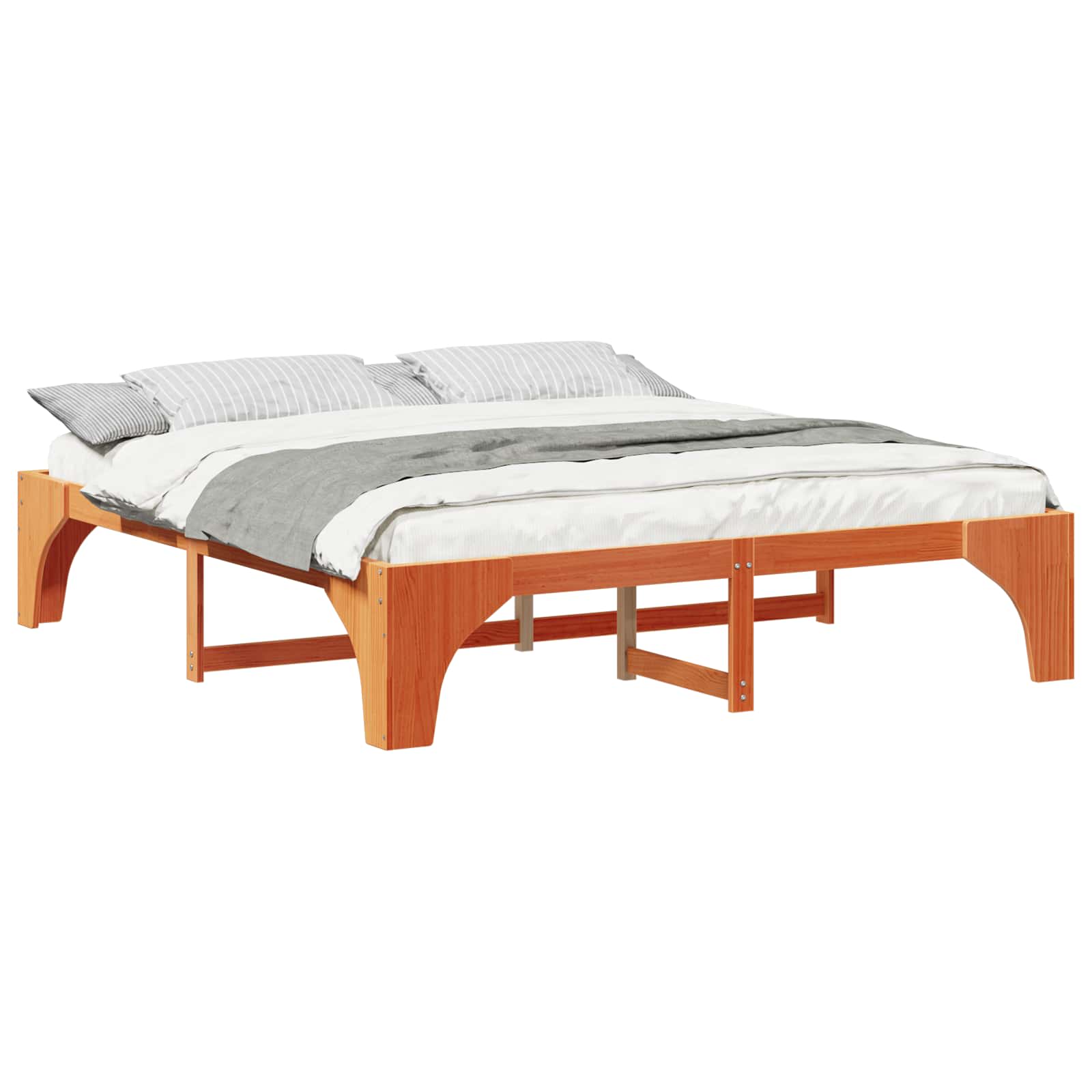 Krevetna konstrukcija Smeđa 200 x 200 cm Čvrsto borovo drvo