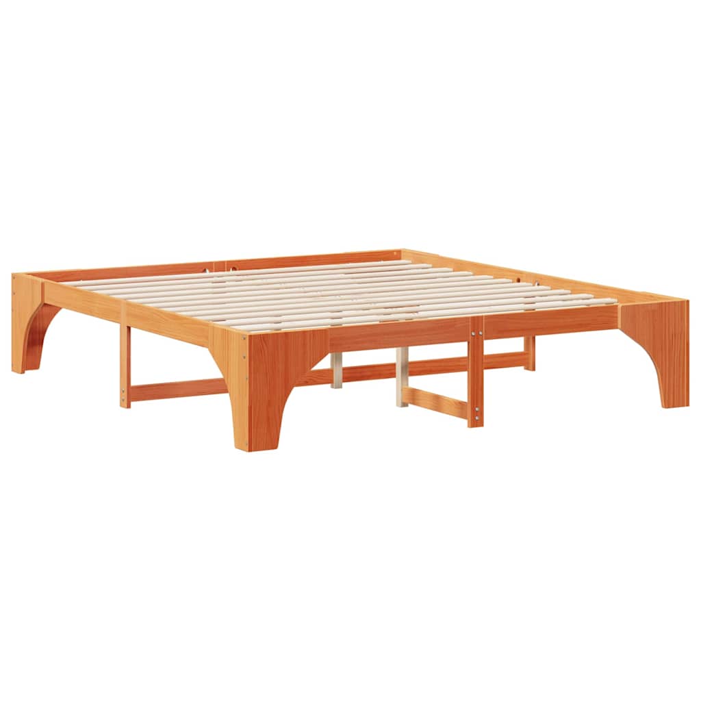 Krevetna konstrukcija Smeđa 200 x 200 cm Čvrsto borovo drvo