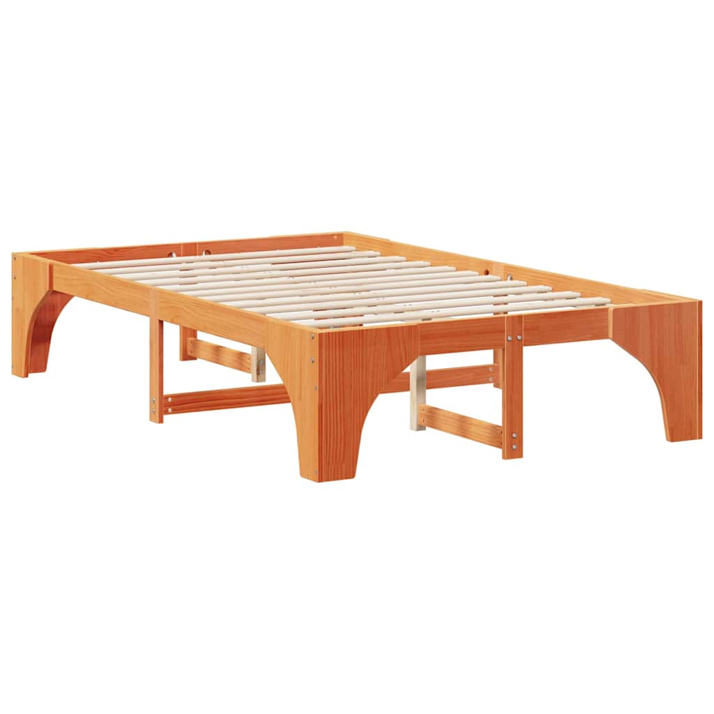 Krevetna konstrukcija Smeđa 135 x 190 cm Čvrsto borovo drvo