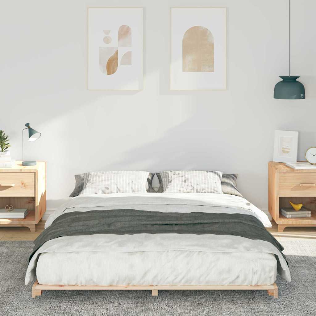 Krevetna konstrukcija Smeđa 140 x 210 cm Čvrsto borovo drvo