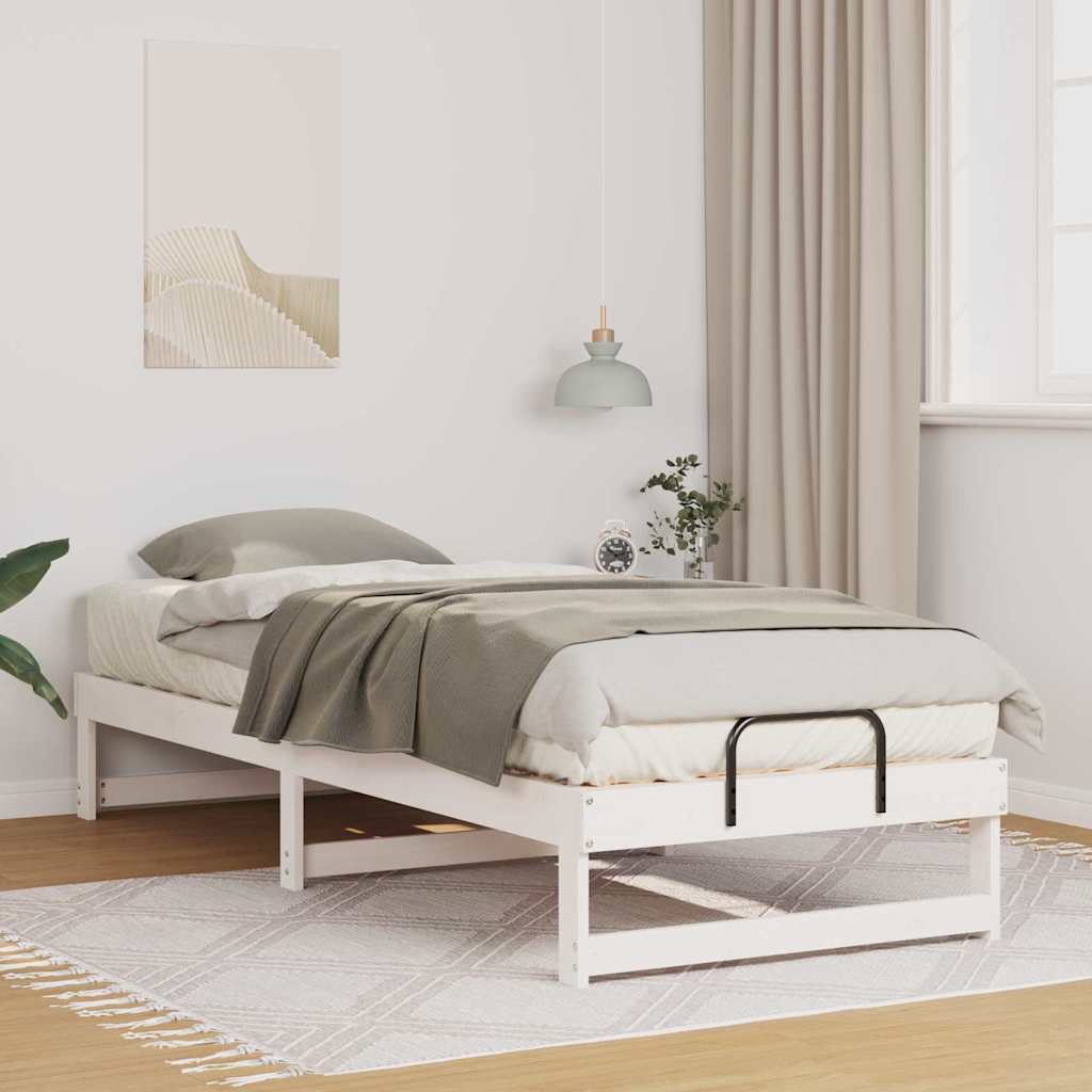 Krevetna konstrukcija Bijelo 90 x 210 cm Čvrsto borovo drvo