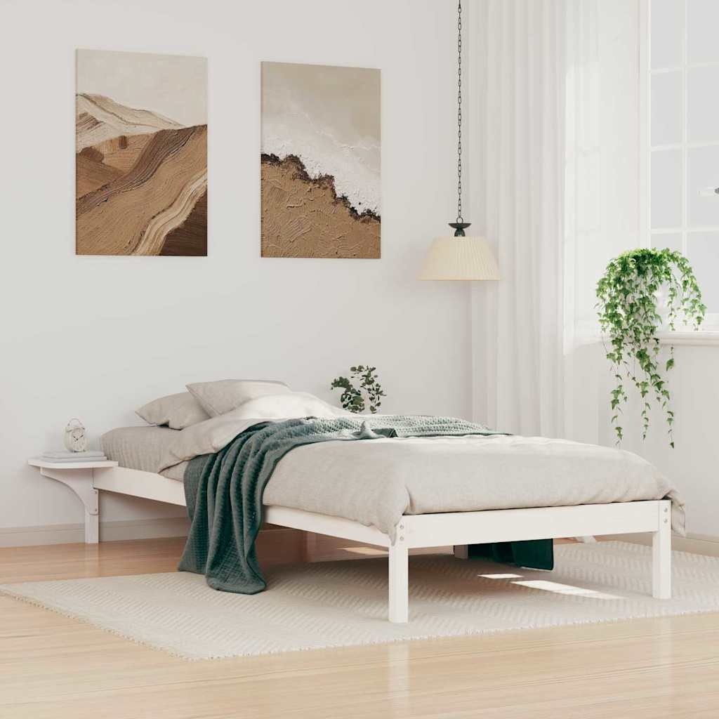 Krevetna konstrukcija s bočnim stolovima Bijelo 80 x 220 cm